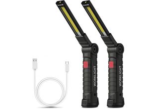 8037112483027 - Wiederaufladbare Taschenlampe Arbeitsleuchte Werkstattleuchte COB-Taschenlampe mit Magnetfuß 5 Modi Campingleuchte für Garage Camping Notfall