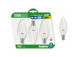 8050390012222 - Eco-light - Kit 3 led -Lampen Olive E14 Ecolight - 6W