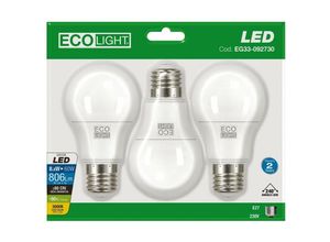 8050390012246 - Eco-light - Kit 3 led -Lampen E27 Ecolight led - 9W