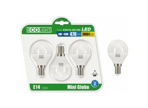 8050390012345 - Eco-light - Kit 3 led -Glühbirnen in Miniglobo E14 Ecolight - 8W