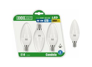 8050390012369 - Kit 3 LED -Lampen Olive E14 Ecolight - 8W