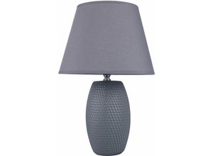 8050390070789 - Homeness - Keramiktischlampe mit Stoffhut und H39 cm Stoffknopf