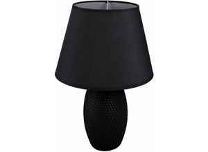 8050390070819 - Homeness - Schwarze Keramiktischlampe mit H39 cm Stoffhut