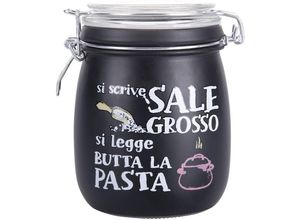 8050390075517 - Villa Deste - Küchenglas 800 ml in satinschwarzem Glas mit schriftlicher Dekoration ist geschrieben - Sale grosso - Sale grosso