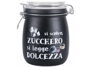 8050390075524 - Küchenglas 800 ml in satinschwarzem Glas mit schriftlicher Dekoration ist geschrieben - Zucchero - Zucchero