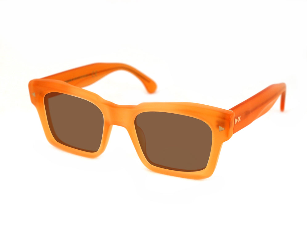 8050506591719 - XLAB Unisex CAMPBELL Gläser SONNENBRILLEN Acetat Orange undurchsichtig Braun Quadratisch Polarisiert