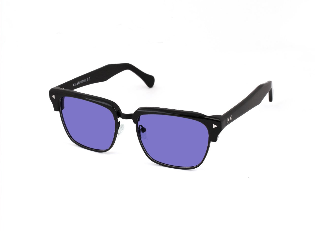 8050506596332 - XLAB Unisex MAUI Gläser SONNENBRILLEN Cello-Metallo Schwarz Lila Quadratisch Polarisiert