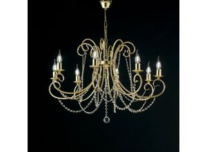 8050713210045 - Bonetti Illumina - Gold-Eisen-Kronleuchter acht Lichter mit Strasssteinen 74x h58 cm