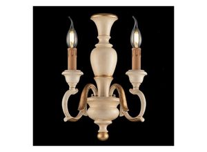 8050713210304 - Bonetti Illumina - Zweiflammige Wandlampe aus Elfenbein und Blattgold 25x h40 cm