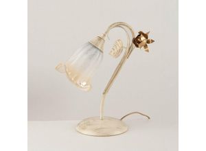 8050713210519 - Bonetti Illumina - Tischlampe aus Eisen Elfenbein Gold Rose ein Licht 23x h30 cm