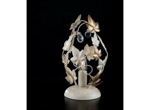 8050713210588 - Bonetti Illumina - Tischlampe aus hellgoldenem Elfenbein Eisen und Strasssteinen 18x h30 cm Efeu