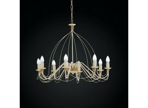 8050713210908 - Bonetti Illumina - Elfenbeinfarbener Decape Eisen-Kronleuchter mit Gold-Finish acht Lichter 75x h49 cm