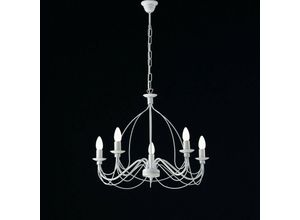 8050713210922 - Bonetti Illumina - Shabby weißer Eisen Kronleuchter fünf Lichter 61x h45 cm