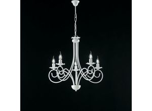 8050713211295 - Bonetti Illumina - Hängeleuchter aus shabby white iron fünf lichter 57x h60 cm