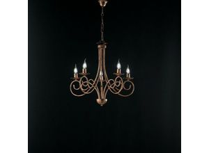 8050713211349 - Bonetti Illumina - Hängeleuchter aus Eisen Schwarz deco Kupfer fünf Lichter 57x h60 cm