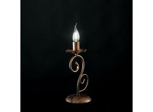 8050713211363 - Bonetti Illumina - Schwarze Eisen-Tischlampe mit Kupfer-Dekor ein Licht 13x h28cm