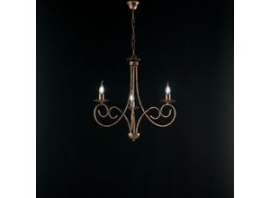 8050713211394 - Bonetti Illumina - Hängeleuchter aus Eisen Schwarz deco Kupfer drei Lichter 50x h60 cm