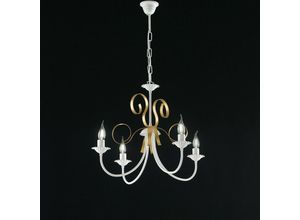 8050713211431 - Bonetti Illumina - Klassischer weißer shabby goldener Kronleuchter mit vier Lichtern 61x h47 cm