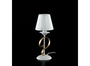 8050713211455 - Bonetti Illumina - Tischlampe aus Eisen Weißer Shabby Gold Lampenschirm Weiß ein Licht 13x h36 cm