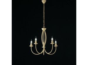 8050713211837 - Bonetti Illumina - Elfenbeinfarbener Kronleuchter aus Eisen mit fünf Lichtern 55x h53 cm