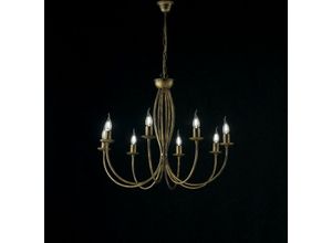 8050713211882 - Bonetti Illumina - Brauner Gold Eisen Kronleuchter acht Lichter 74x h60 cm