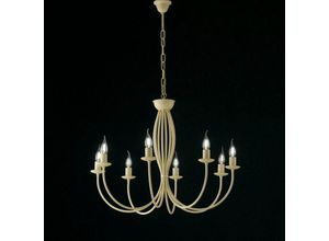 8050713211905 - Bonetti Illumina - Elfenbeinfarbener Kronleuchter aus Eisen mit acht Lichtern 74x h60 cm