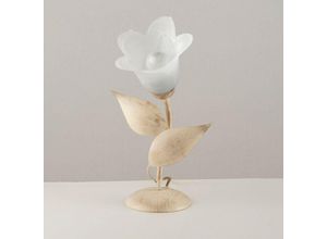 8050713212346 - Bonetti Illumina - Tischlampe aus Eisen Elfenbein Gold ein Licht Alabaster Weißglas 19x h36 cm