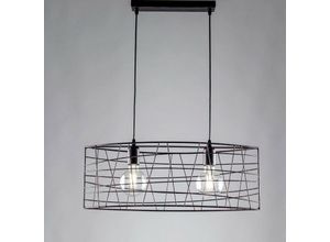 8050713212445 - Bonetti Illumina - Industrieller Hängeleuchter aus schwarzem Kupfereisen mit zwei Lichtern 61x h25 cm