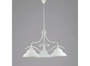 8050713212681 - Bonetti Illumina - Klassischer Kronleuchter aus weißem Silbereisen mit weißem Glas drei Lichter 30x h53 cm