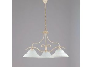 8050713212704 - Bonetti Illumina - Klassischer Kronleuchter aus Eisen Elfenbein Gold Weiß Gläser drei Lichter 30x h53 cm