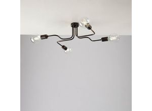 8050713213176 - Bonetti Illumina - Schwarze Eisen-Deckenlampe mit Kupferdekor vier Lichter 57x44x h17 cm