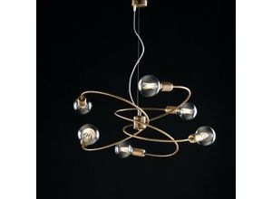 8050713213572 - Bonetti Illumina - Pendelleuchte aus gebürstetem Bronzeeisen sechs Lichter 55x h30 cm