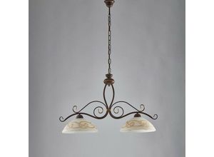 8050713213732 - Bonetti Illumina - Kronleuchter aus rostschwarzem Eisen mit Gold-Finish zwei Lichter 81x h50 cm