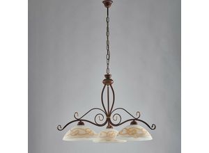 8050713213749 - Bonetti Illumina - Kronleuchter aus rostschwarzem Eisen mit Gold-Finish drei Lichter 71x h56 cm