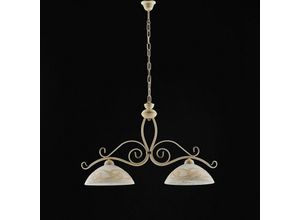 8050713213770 - Bonetti Illumina - Elfenbeinfarbener Decape Kronleuchter aus Eisen mit Gold-Finish zwei Lichter 81x h50 cm