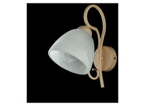 8050713213909 - Bonetti Illumina - Elfenbeinfarbene Eisenwandleuchte One Light Alabasterweißer Glaslampenschirm 22x h25 cm