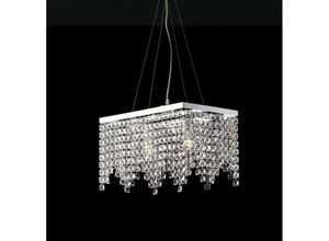 8050713214166 - Bonetti Illumina - Schicker Kronleuchter und verchromtes Eisen zwei Lichter quadratische Strasssteine 48x30x h28 cm