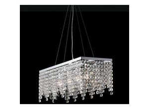 8050713214173 - Bonetti Illumina - Schicker Kronleuchter und verchromtes Eisen vier Lichter quadratische Strasssteine 71x30x h28 cm