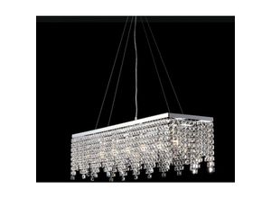 8050713214180 - Bonetti Illumina - Schicker Kronleuchter und verchromtes Eisen sechs Lichter quadratische Strasssteine 107x30x h28 cm