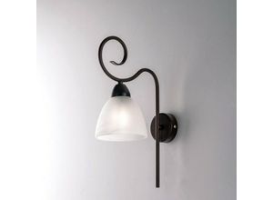 8050713214678 - Bonetti Illumina - Rust Black Eisen Wandleuchte Alabaster White Glasschirm ein Licht 22x h38 cm