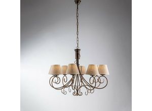 8050713215767 - Bonetti Illumina - Wiener Braungold Kronleuchter acht Lichter Stoffeffekt Lampenschirme 78x h63 cm