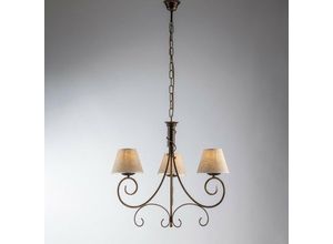 8050713215781 - Bonetti Illumina - Wiener Kronleuchter aus Eisen Braun Gold drei Lichter Lampenschirme 52x h58 cm