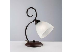 8050713215880 - Bonetti Illumina - Rust Black Eisen Tischlampe Alabaster Weiß Glas Lampenschirm ein Licht 26x h32 cm