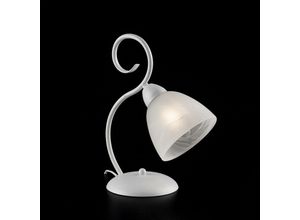 8050713215903 - Bonetti Illumina - Tischlampe aus weißem Eisen schäbiger Lampenschirm aus weißem Alabasterglas ein Licht 26x h32 cm