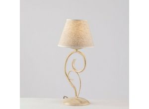 8050713216016 - Bonetti Illumina - Vienna Tischlampe Eisen Ivory Gold One Light Stoffeffekt Lampenschirm 16x h38 cm