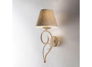 8050713216023 - Bonetti Illumina - Vienna Eisenwandleuchte Ivory Gold One Light Stoffeffekt Lampenschirm 19x h38 cm