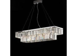 8050713217501 - Sospensione in ottone e ferro cromato con strass 8 luci H28 - MAX 120 - L104 X 32