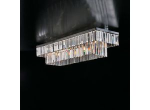 8050713217518 - Bonetti Illumina - Plafoniera in ottone e ferro cromato con strass 8 luci H28 - L104 x 32