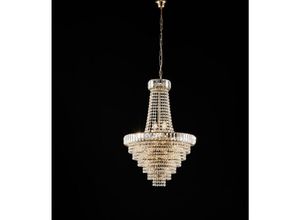 8050713217549 - Lampadario in ferro e ottone dorato con strass 8 luci H79 - MAX 129 - Ø51