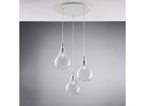 8050713217594 - Bonetti Illumina - Sospensione in ferro con vetri trasparente pyrex 3 luci H41 - max 141 - Ø50